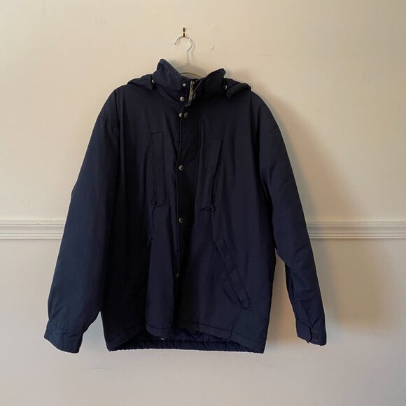 Women's Sergio‎ Tacchini Navy Blue Puffer Parka Coat Jacket Size L - Picture 1 of 10